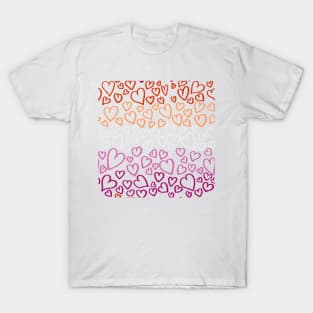 Lesbian Pride Hearts Pattern T-Shirt